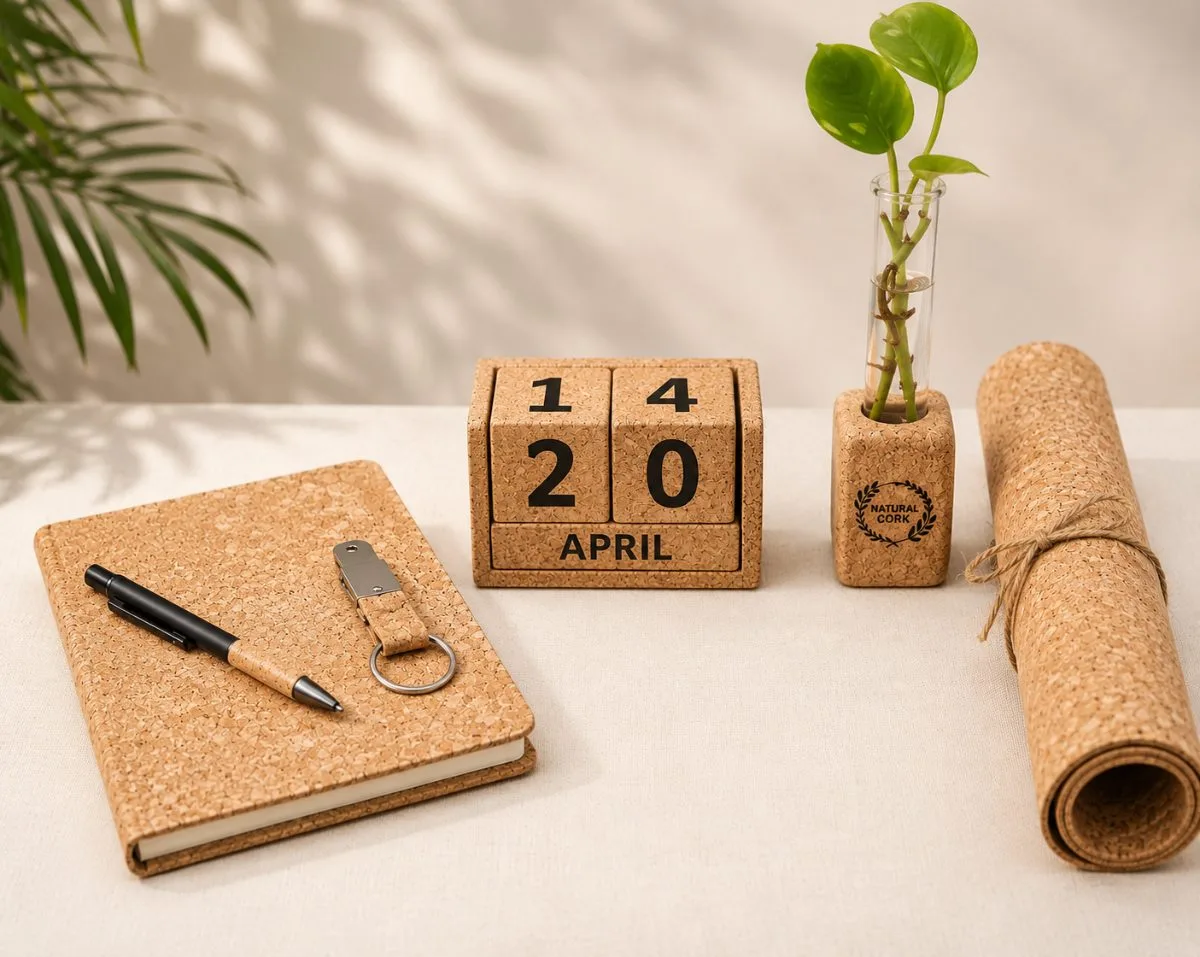 Cork Desk Essentials Set — sustainable cork corporate gift kit, design 17