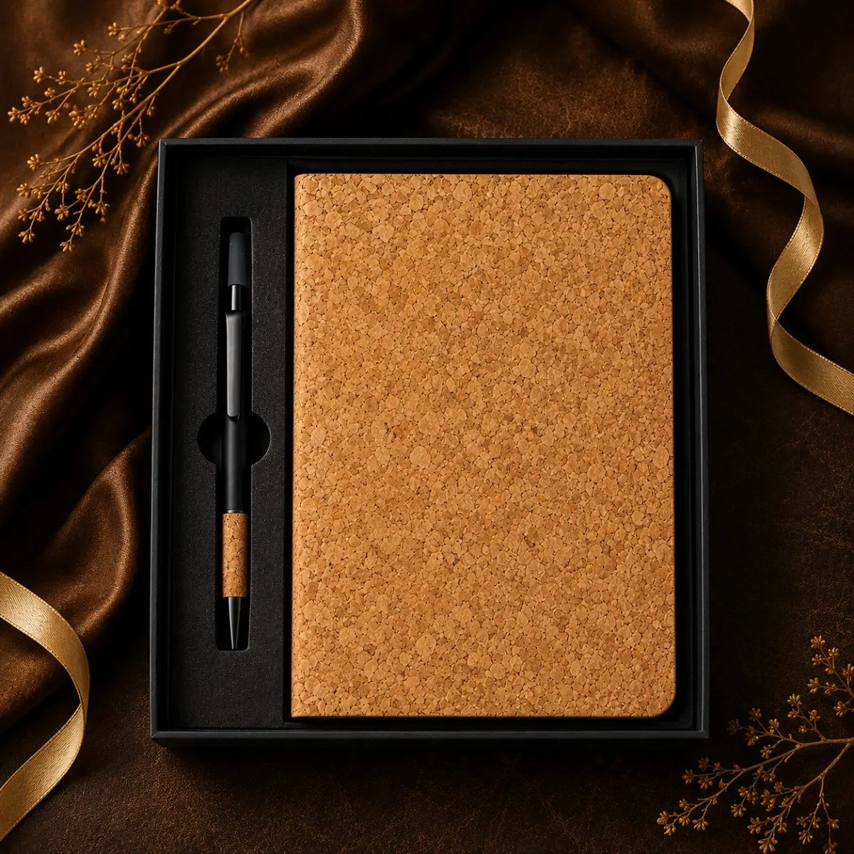 Cork Notebook & Pen Set — sustainable cork corporate gift kit, design 21