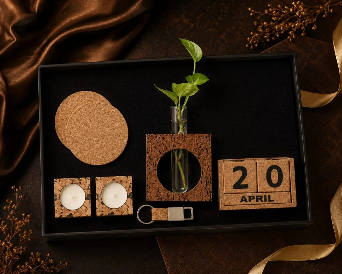 Cork Coaster & Calendar Set — sustainable cork corporate gift kit, design 22