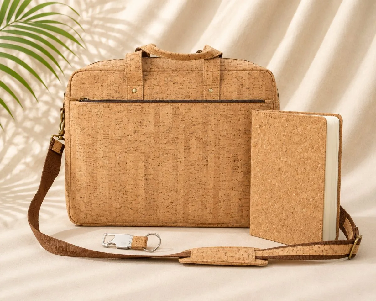 Cork Laptop Bag Set — sustainable cork corporate gift kit, design 7
