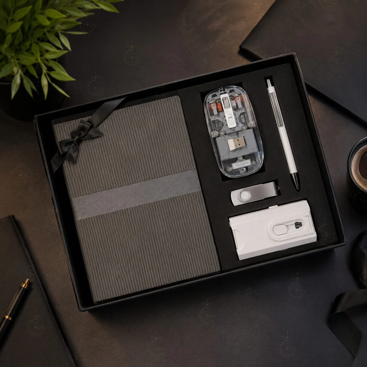 Transparent Mouse Tech Set — branded corporate gift kit, design 9